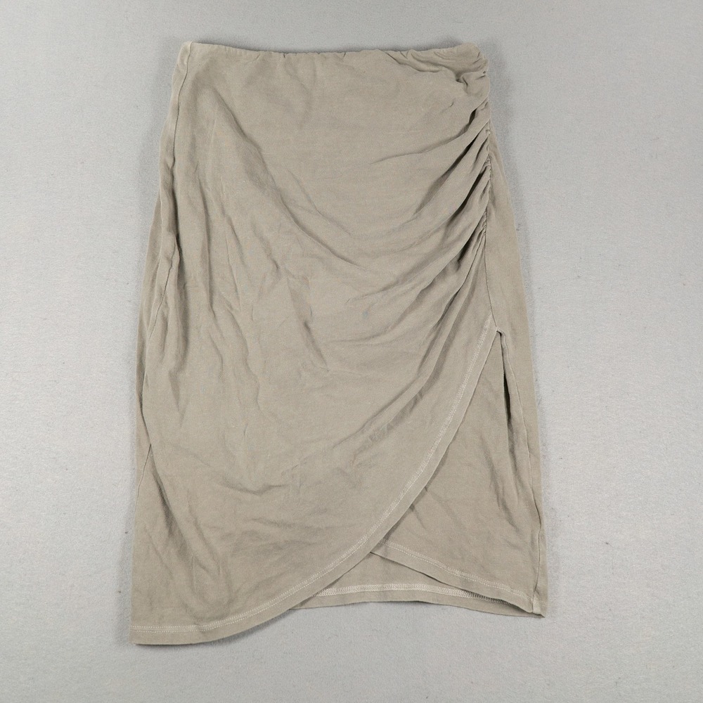 James Perse Womens Skirt WRBJ5971 Ruched Tulip Hem Cotton Jersey Taupe Size 2